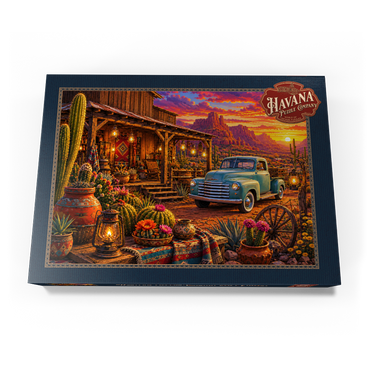 Darstellung des Puzzle Motivs Western Desert Trading Post Sunset 1000 Puzzle Schachtel Ansicht3