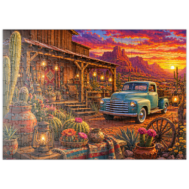 Darstellung des Puzzle Motivs puzzleplate Western Desert Trading Post Sunset 200 Puzzle