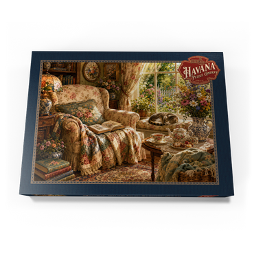 Darstellung des Puzzle Motivs Vintage Wildflower Reading Nook 500 Puzzle Schachtel Ansicht3