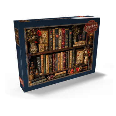 Darstellung des Puzzle Motivs Vintage Literary Wildflower Shelf 1000 Puzzle Schachtel Ansicht2