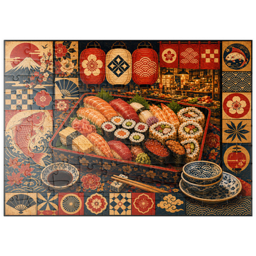 Darstellung des Puzzle Motivs puzzleplate Sushi Market Bento Collage 100 Puzzle