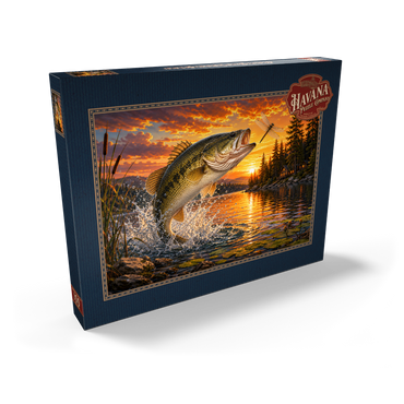 Darstellung des Puzzle Motivs Sunset Bass Fishing Splash 100 Puzzle Schachtel Ansicht2