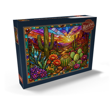 Darstellung des Puzzle Motivs Stained Glass Cactus Desert Bloom 1000 Puzzle Schachtel Ansicht2