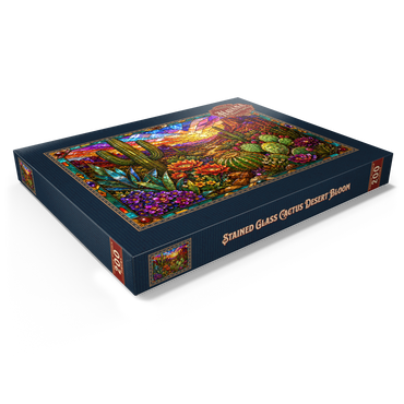 Darstellung des Puzzle Motivs Stained Glass Cactus Desert Bloom 200 Puzzle Schachtel Ansicht1