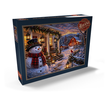 Darstellung des Puzzle Motivs Snowman Farmhouse Lantern Night 1000 Puzzle Schachtel Ansicht2