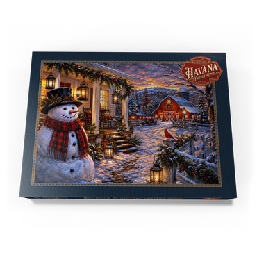Darstellung des Puzzle Motivs Snowman Farmhouse Lantern Night 500 Puzzle Schachtel Ansicht3
