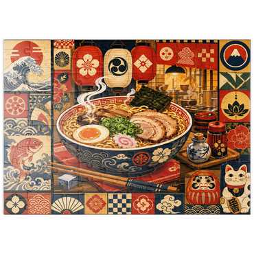 Darstellung des Puzzle Motivs puzzleplate Retro Ramen Market Bowl 100 Puzzle