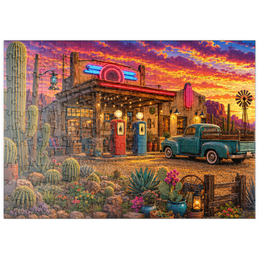 Darstellung des Puzzle Motivs puzzleplate Old Filling Station Cactus Garden 200 Puzzle
