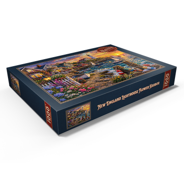 Darstellung des Puzzle Motivs New England Lighthouse Flower Harbor 1000 Puzzle Schachtel Ansicht1