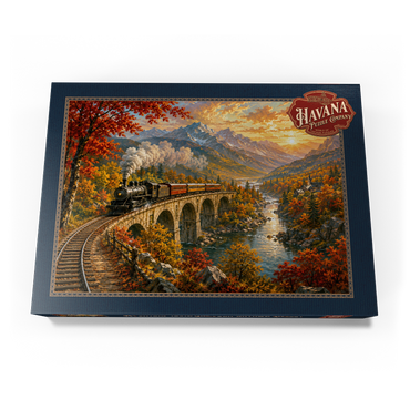 Darstellung des Puzzle Motivs Mountain Train Through Autumn Valley 1000 Puzzle Schachtel Ansicht3