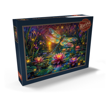 Darstellung des Puzzle Motivs Luminous Glass Dragonfly Lily Pond 1000 Puzzle Schachtel Ansicht2