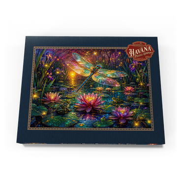 Darstellung des Puzzle Motivs Luminous Glass Dragonfly Lily Pond 200 Puzzle Schachtel Ansicht3