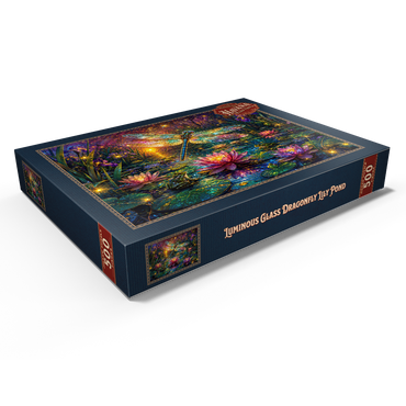 Darstellung des Puzzle Motivs Luminous Glass Dragonfly Lily Pond 500 Puzzle Schachtel Ansicht1