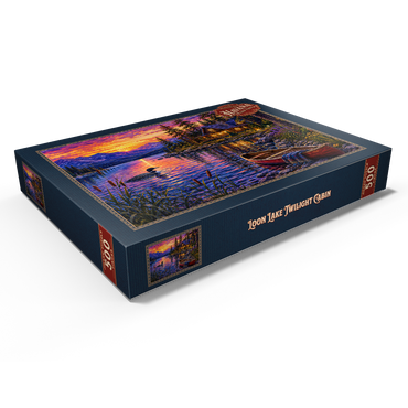 Darstellung des Puzzle Motivs Loon Lake Twilight Cabin 500 Puzzle Schachtel Ansicht1