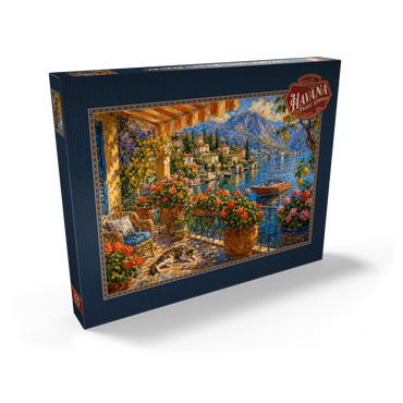Darstellung des Puzzle Motivs Lake Como Flower Balcony Painting 100 Puzzle Schachtel Ansicht2