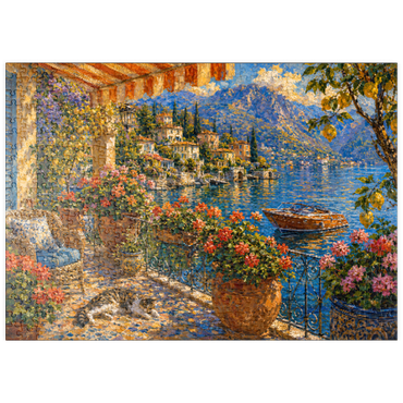 Darstellung des Puzzle Motivs puzzleplate Lake Como Flower Balcony Painting 500 Puzzle