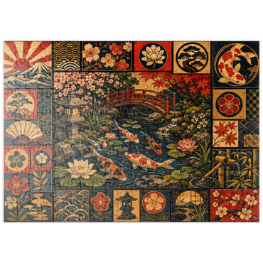 Darstellung des Puzzle Motivs puzzleplate Koi Pond Garden Poster Collage 200 Puzzle