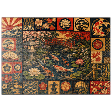 Darstellung des Puzzle Motivs puzzleplate Koi Pond Garden Poster Collage 500 Puzzle