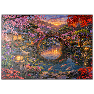 Darstellung des Puzzle Motivs puzzleplate Japanese Garden Moon Bridge Bloom 200 Puzzle
