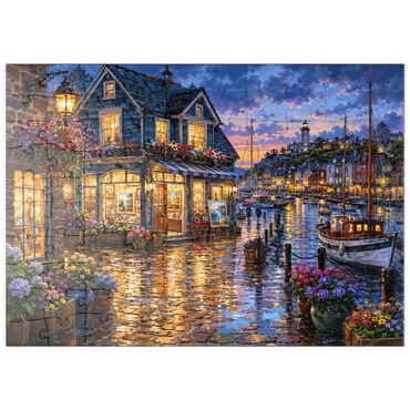 Darstellung des Puzzle Motivs puzzleplate Harbor Gallery Rainy Evening 100 Puzzle