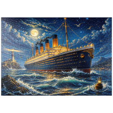Darstellung des Puzzle Motivs puzzleplate Grand Ocean Liner Night Voyage 1000 Puzzle