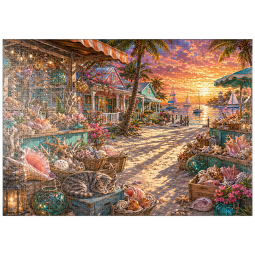 Darstellung des Puzzle Motivs puzzleplate Florida Shell Market Sunset 1000 Puzzle