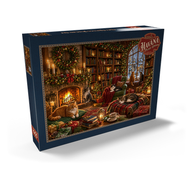Darstellung des Puzzle Motivs Cozy Christmas Bookshop Cats 1000 Puzzle Schachtel Ansicht2
