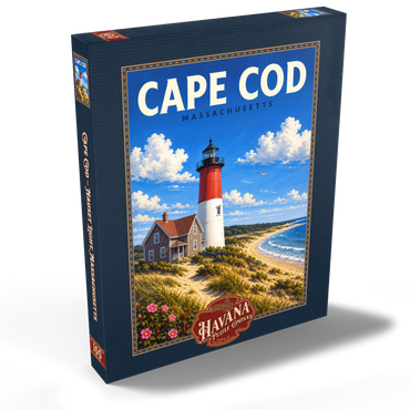 Darstellung des Puzzle Motivs Cape Cod – Nauset Light, Massachusetts 100 Puzzle Schachtel Ansicht2
