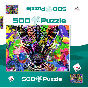 Darstellung des Puzzle Motivs Fantastic leopard 500 Puzzle Schachtel 3D Modell