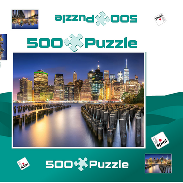 Darstellung des Puzzle Motivs New York Skyline 500 Puzzle Schachtel 3D Modell