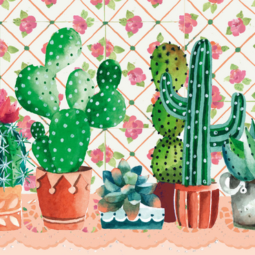 Darstellung des Puzzle Motivs Cactus Family - Gabila - Lovely Times 1000 Puzzle 3D Modell