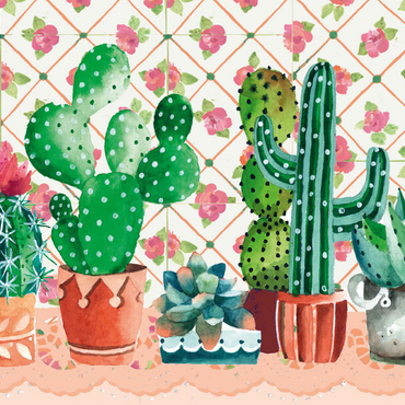 Darstellung des Puzzle Motivs Cactus Family - Gabila - Lovely Times 500 Puzzle 3D Modell