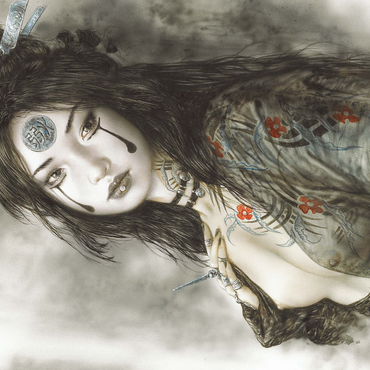 Darstellung des Puzzle Motivs Sadness - Luis Royo - Dead Moon 1000 Puzzle 3D Modell