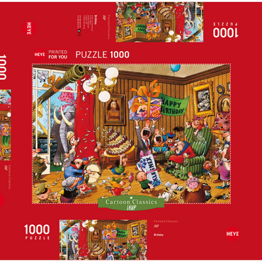Darstellung des Puzzle Motivs Birthday - Jean-Jacques Loup - Cartoon Classics 1000 Puzzle Schachtel 3D Modell