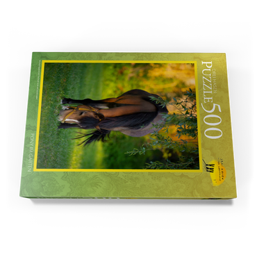 Darstellung des Puzzle Motivs Pony im Garten 500 Puzzle Schachtel Ansicht3