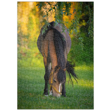 Darstellung des Puzzle Motivs puzzleplate Pony im Garten 500 Puzzle