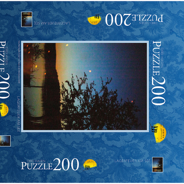 Darstellung des Puzzle Motivs Lagerfeuer am See 200 Puzzle Schachtel 3D Modell