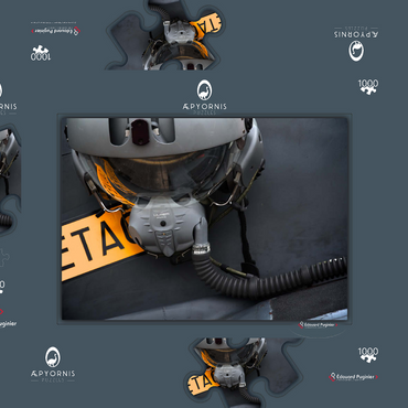 Darstellung des Puzzle Motivs Helmet & Dassault / Dornier Alpha Jet 1000 Puzzle Schachtel 3D Modell