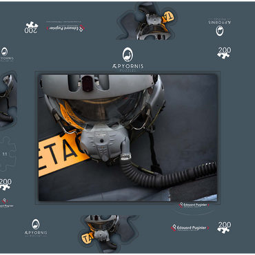 Darstellung des Puzzle Motivs Helmet & Dassault / Dornier Alpha Jet 200 Puzzle Schachtel 3D Modell