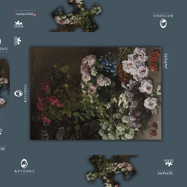 Darstellung des Puzzle Motivs Spring Flowers (1864) by Claude Monet 1000 Puzzle Schachtel 3D Modell