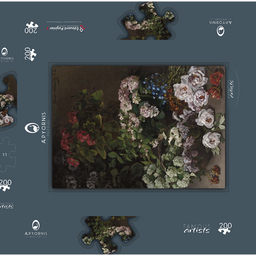 Darstellung des Puzzle Motivs Spring Flowers (1864) by Claude Monet 200 Puzzle Schachtel 3D Modell