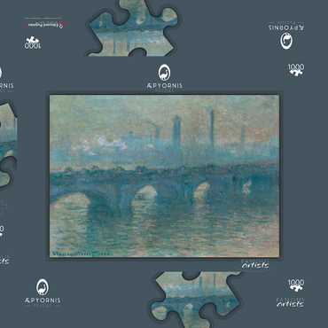 Darstellung des Puzzle Motivs Waterloo Bridge, Gray Weather (1900) by Claude Monet 1000 Puzzle Schachtel 3D Modell