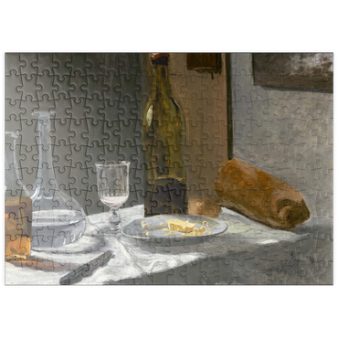 Darstellung des Puzzle Motivs puzzleplate Still Life with Bottle, Carafe, Bread, and Wine (1862 –1863) by Claude Monet 200 Puzzle