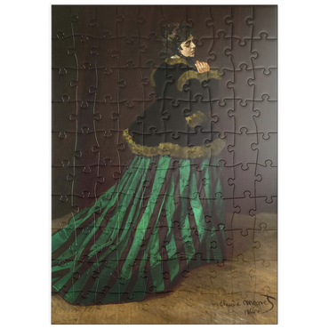 Darstellung des Puzzle Motivs puzzleplate Claude Monet's Camille (The Woman in the Green Dress) (1866) 100 Puzzle