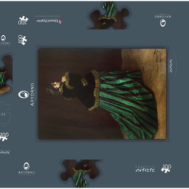 Darstellung des Puzzle Motivs Claude Monet's Camille (The Woman in the Green Dress) (1866) 100 Puzzle Schachtel 3D Modell