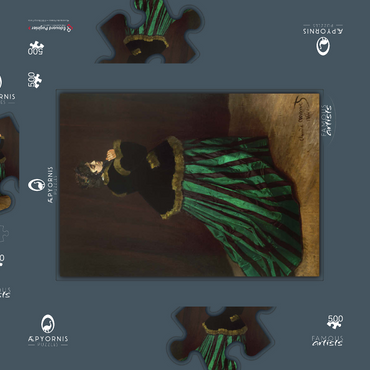 Darstellung des Puzzle Motivs Claude Monet's Camille (The Woman in the Green Dress) (1866) 500 Puzzle Schachtel 3D Modell