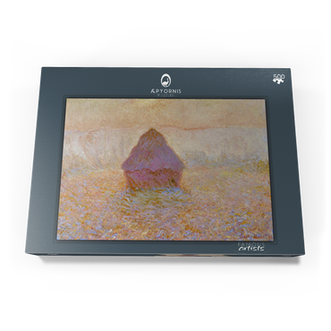 Darstellung des Puzzle Motivs Claude Monet's Grainstack, Sun in the Mist (1891) 500 Puzzle Schachtel Ansicht3