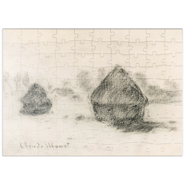 Darstellung des Puzzle Motivs puzzleplate Stacks of Wheat by Claude Monet 100 Puzzle