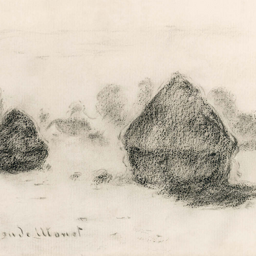 Darstellung des Puzzle Motivs Stacks of Wheat by Claude Monet 100 Puzzle 3D Modell