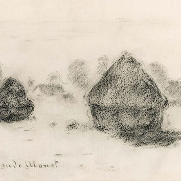 Darstellung des Puzzle Motivs Stacks of Wheat by Claude Monet 500 Puzzle 3D Modell